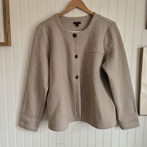 J. Jill Nwt Large Wearever Collection Women's Beige Houbdstooth Button-Up Jacket